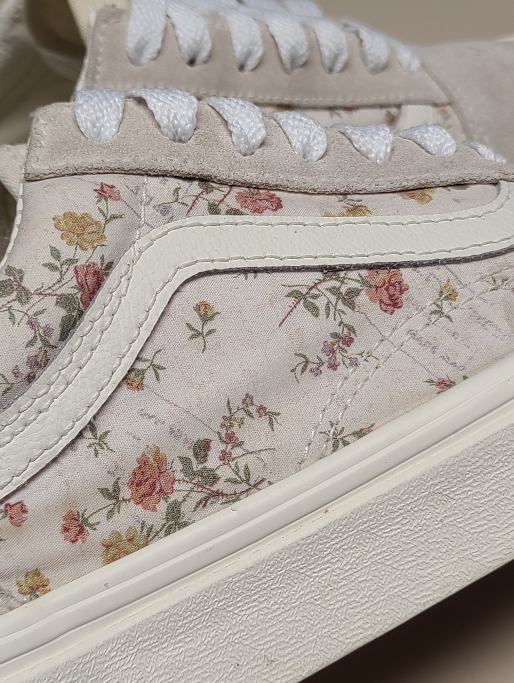 Vans Old Skool Floral Marshmallow low top skateboard sneakers size 7 1/2 - Picture 8 of 11